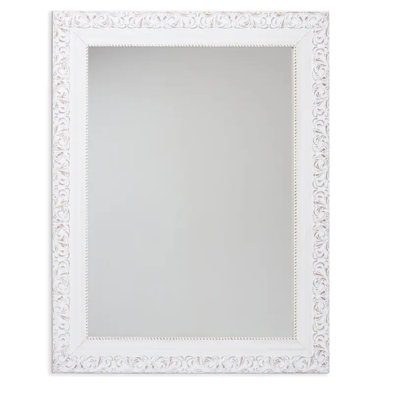 Lustro ścienne ROMANTIC w białej, zdobionej ramie, 66 x 86 cm