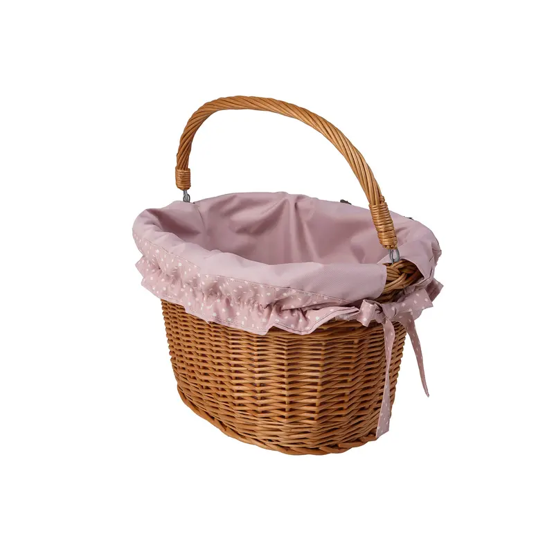 Magnem wicker bicycle basket with leather straps and trim TheWickerStories