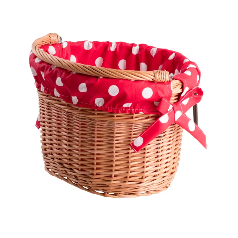 Magnem wicker bike basket, bicycle basket with hooks and trim TheWickerStories