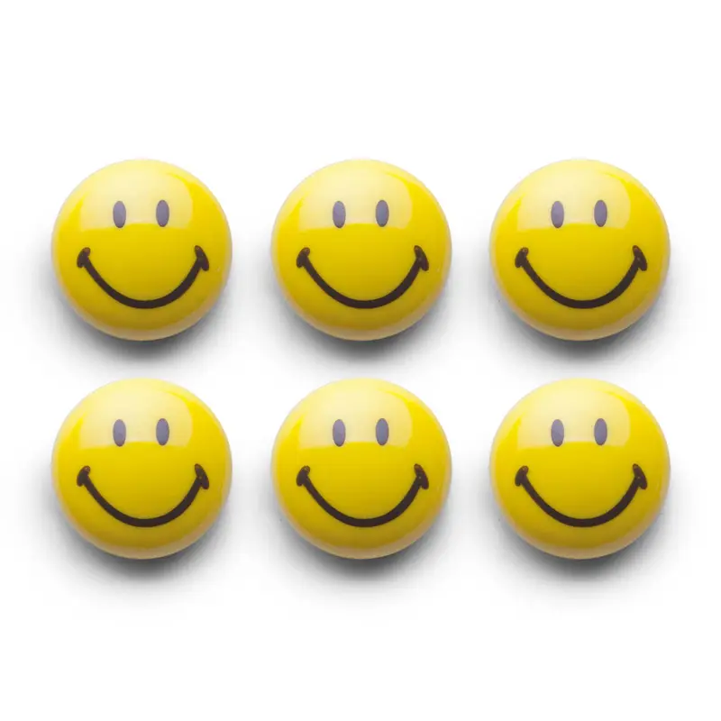 Magnesy Smiley, 6 sztuk, Ø 3 cm