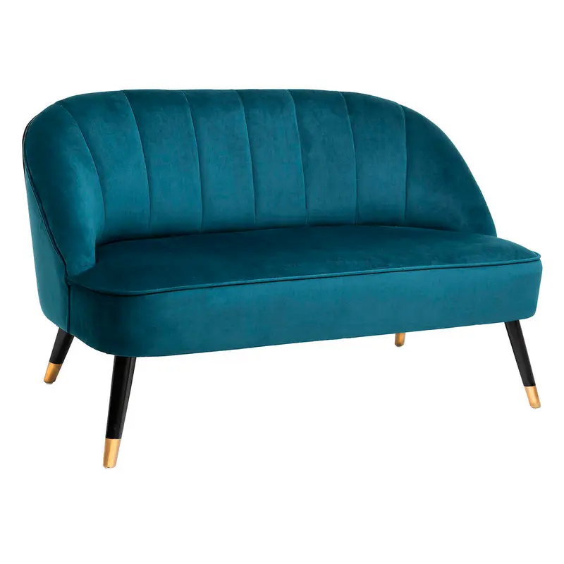 Mała sofa dwuosobowa NAOVA, aksamitne obicie, drewniane nóżki