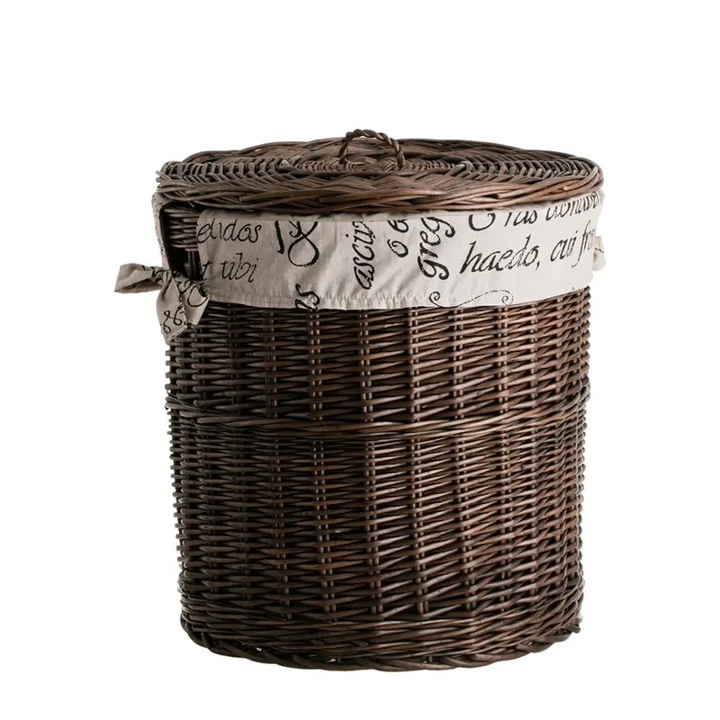 Maloria wicker laundry basket with beige trim, with lid TheWickerStories