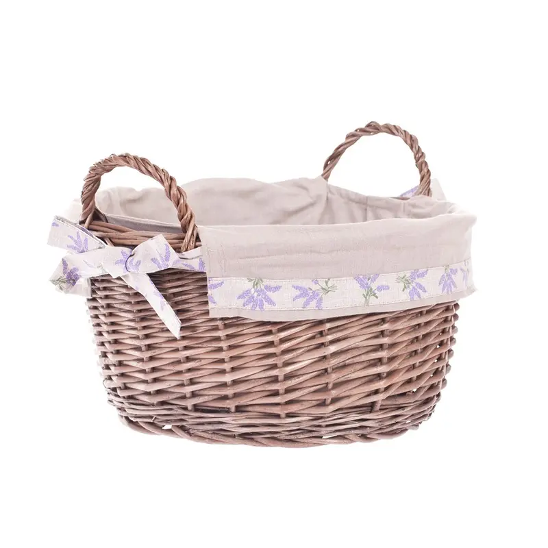 Marnel wicker storage basket for small items with beige trim and handles from TheWickerStories