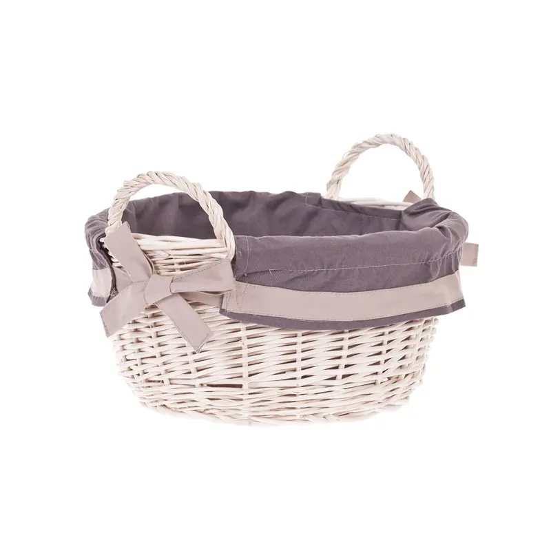 Marnel wicker storage basket with gray trim and handles TheWickerStories