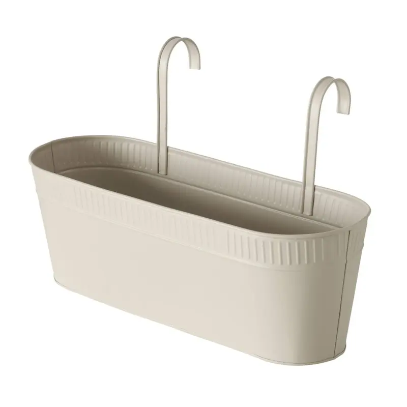 Metalowa doniczka z uchwytami Tamina, 43 x 19 cm, beżowa