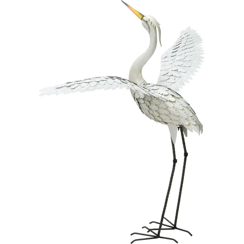 Metalowa figurka ogrodowa żuraw, 123 cm