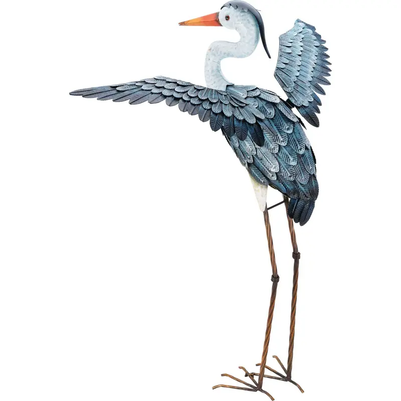 Metalowa figurka ogrodowa żuraw, 87 cm