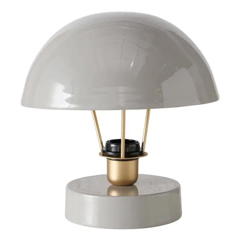 Metalowa lampka stołowa Clover, szary klosz, Ø 25 cm