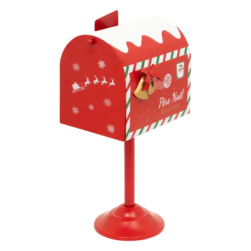Metalowa skrzynka na listy do Mikołaja, na słupku, 32 cm