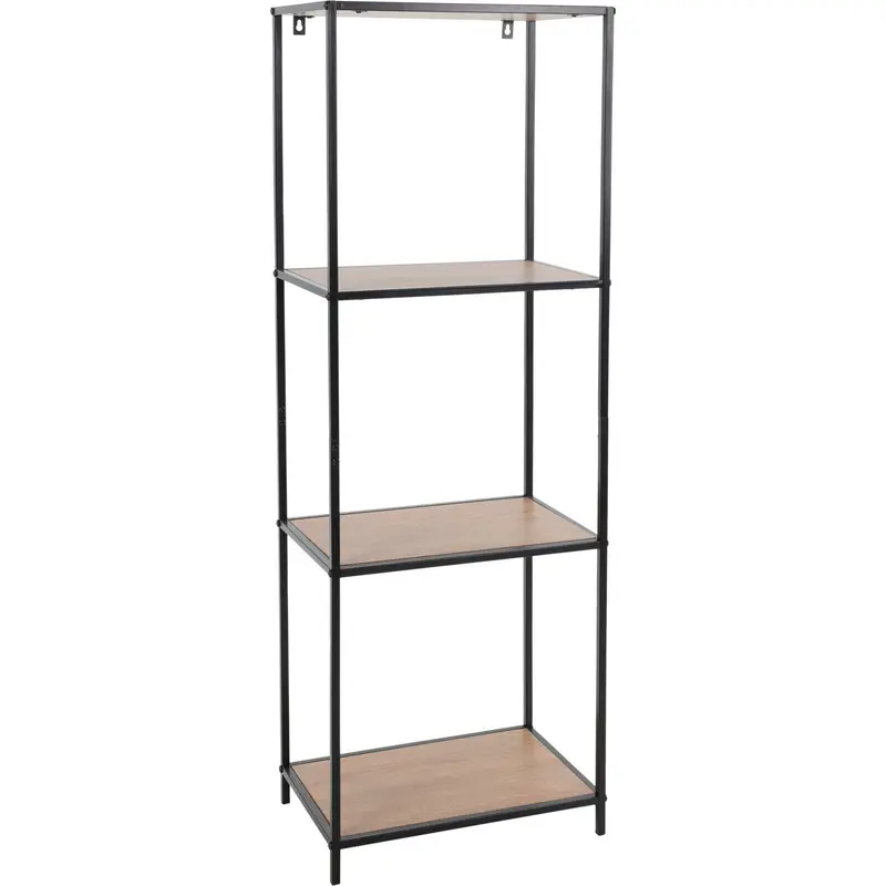 Metalowy regał z 4 półkami MDF, 45 x 30 x 130 cm