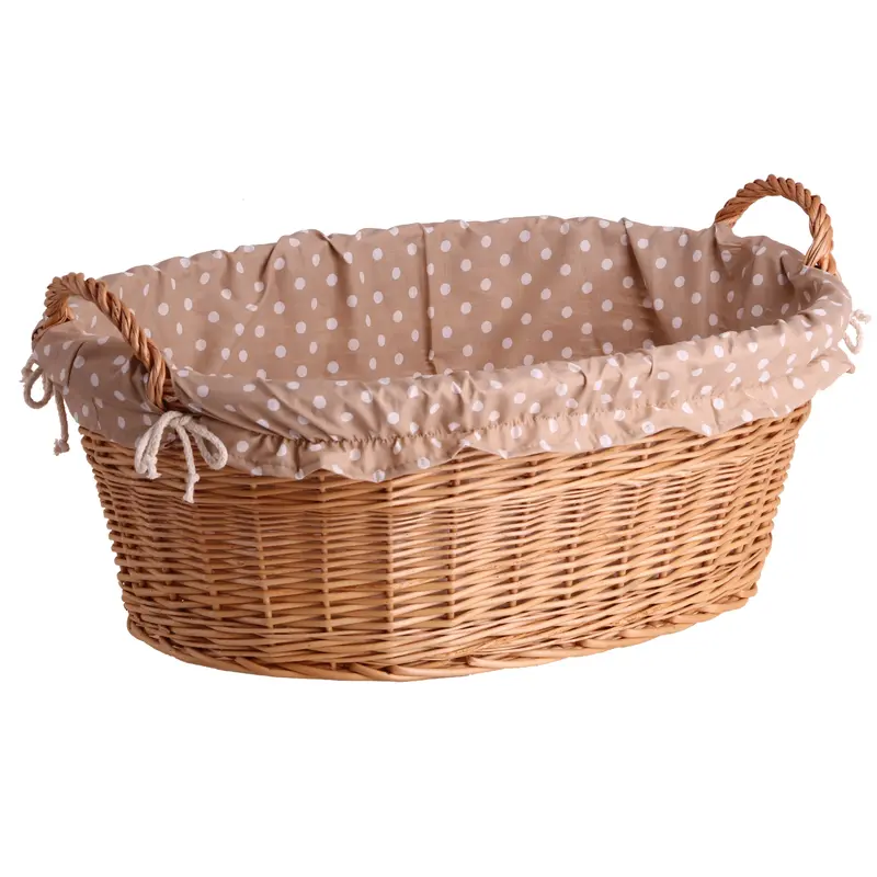 Milvus wicker basket with handles and beige lining TheWickerStories