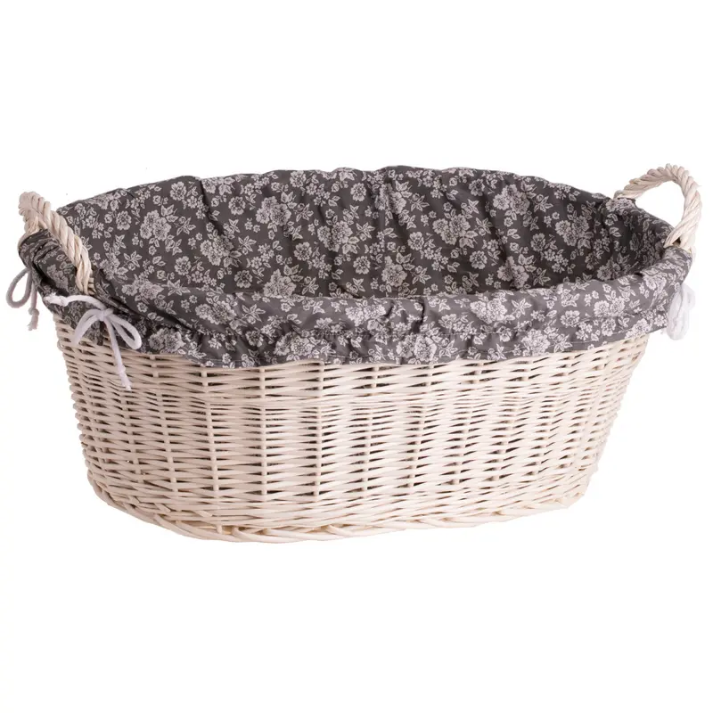 Milvus wicker basket with handles and grey lining TheWickerStories
