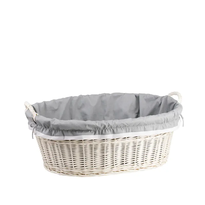 Milvus wicker basket with handles and grey lining TheWickerStories