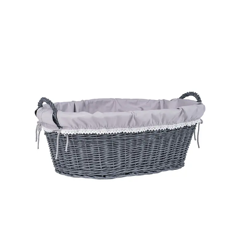 Milvus wicker storage basket with gray trim TheWickerStories