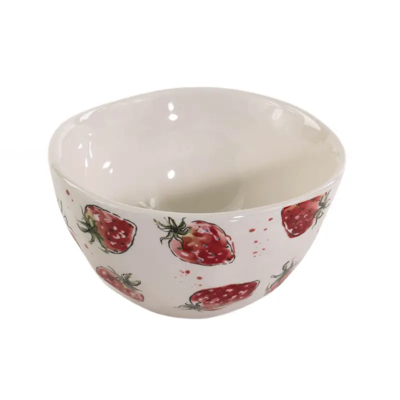 Miska ceramiczna do zupy STRAWBERRY, wzór truskawek, 540 ml