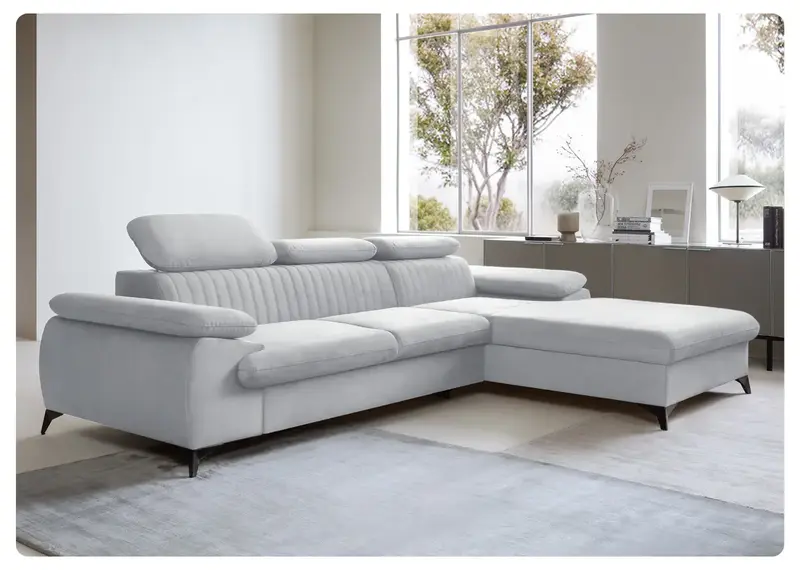 Narożnik Belivio w tkaninie Riviera – Nowoczesny design i subtelna elegancja. Prawy/Lewy