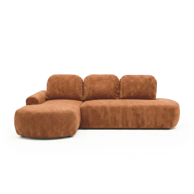 Narożnik z obłym szezlongiem w stylu modern organic | Moluni