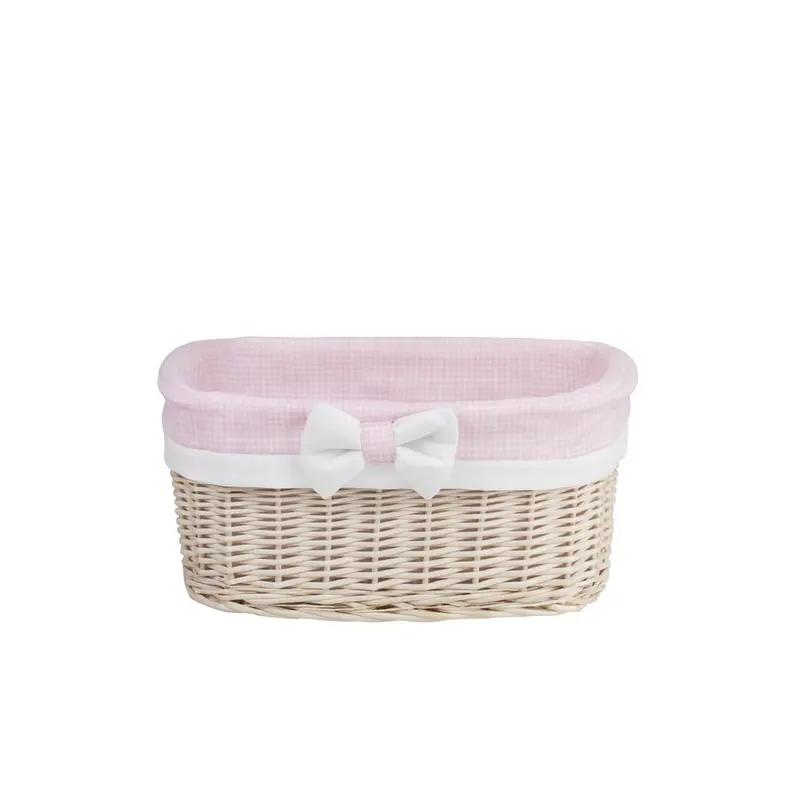 Nestor small wicker basket with pink lining TheWickerStories