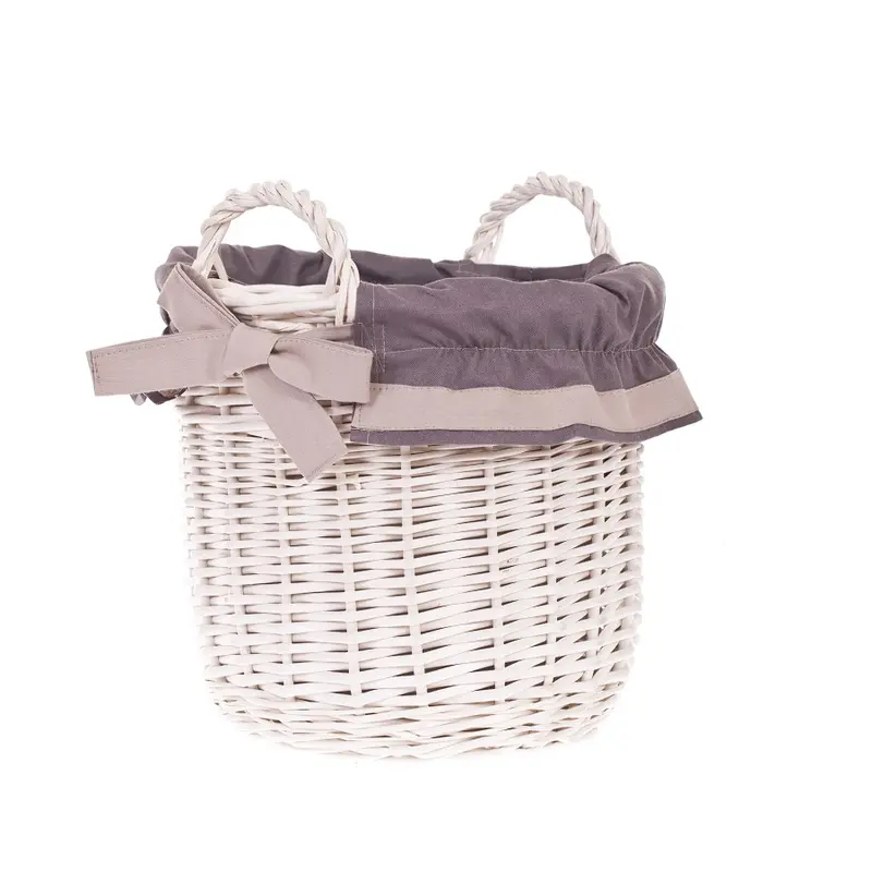 Nolira wicker storage basket with gray trim and handles TheWickerStories