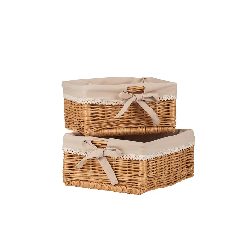 Nova set of 2 wicker baskets with beige lining