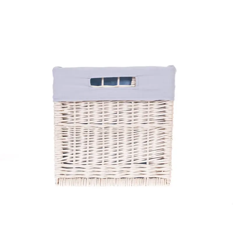 Nova wicker storage basket with gray trim, featuring handles TheWickerStories