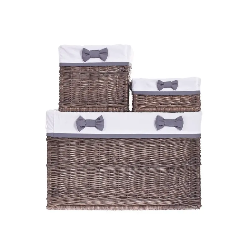 Nova wicker storage organizer with white removable liner, set of 3 pcs. TheWickerStories