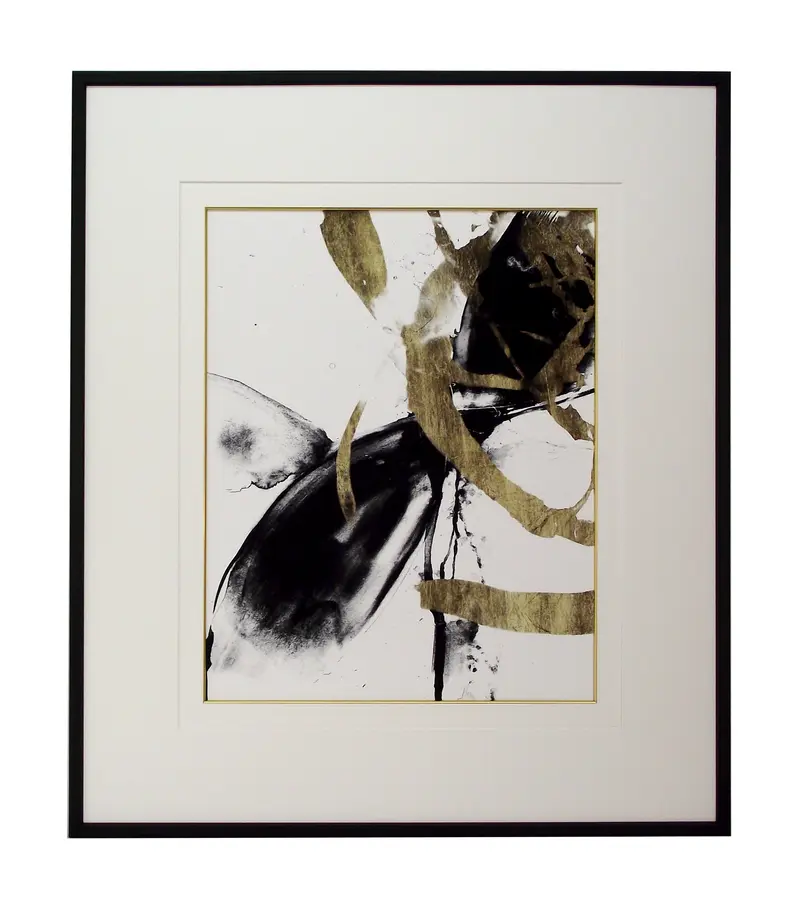 Obraz Abstrakcja czarno-złoty wir I w ramie 65x75 cm