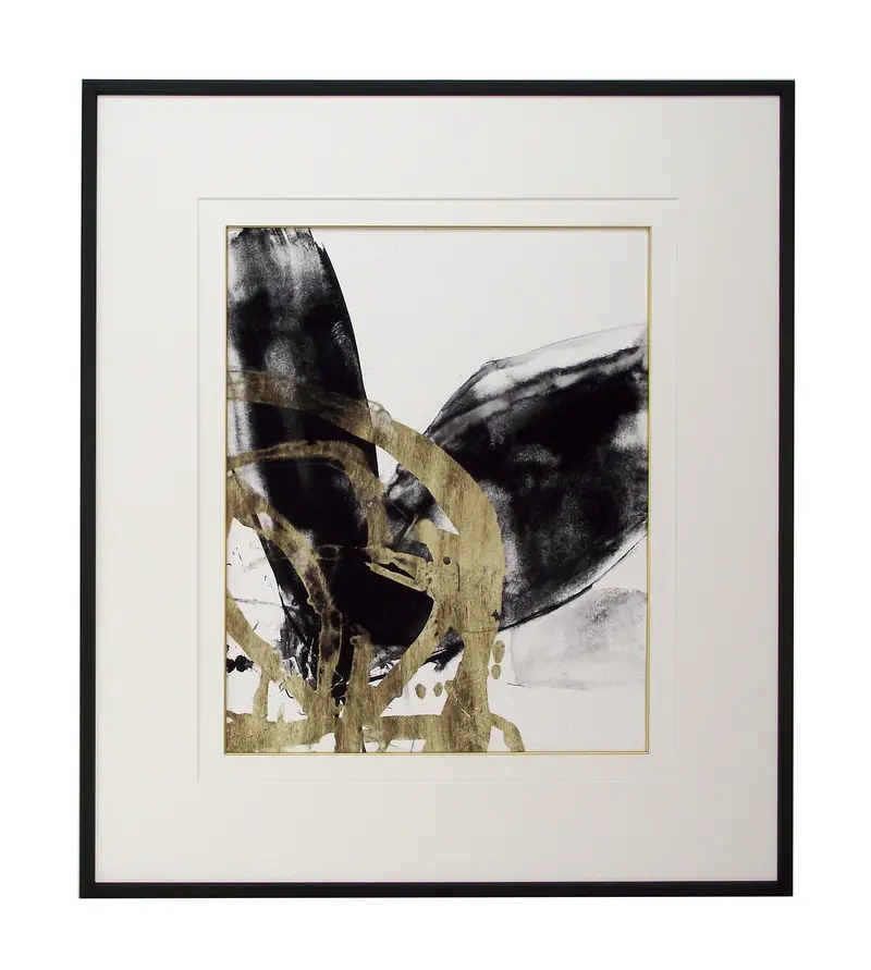 Obraz Abstrakcja czarno-złoty wir II w ramie 65x75 cm