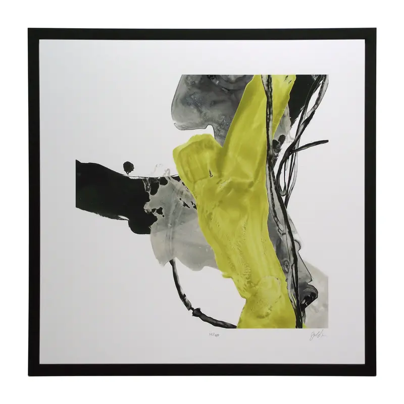 Obraz Abstrakcja "Szara cytryna II" w ramie 61x61 cm