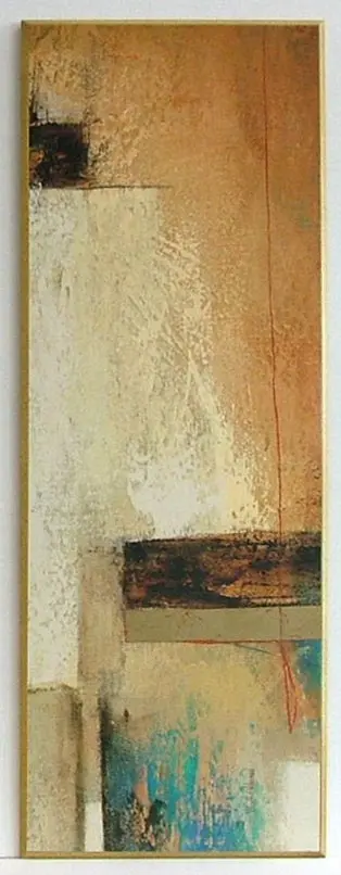 Obraz Abstrakcja w pomarańczy i turkusie 34x96 cm