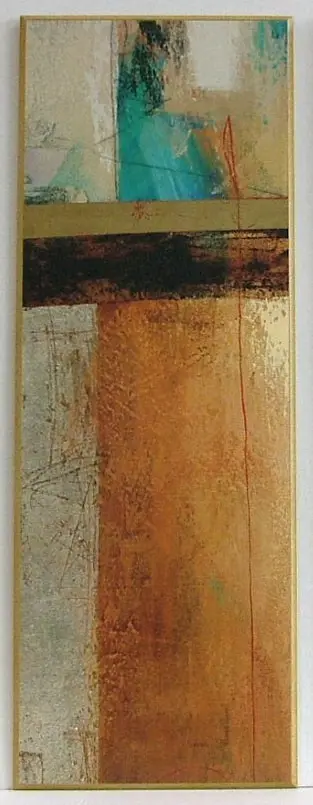 Obraz Abstrakcja w pomarańczy i turkusie 34x96 cm