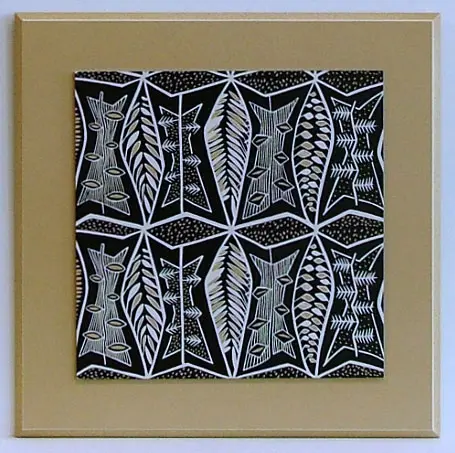 Obraz Abstrakcja ze wzorkami, listki 41x41 cm