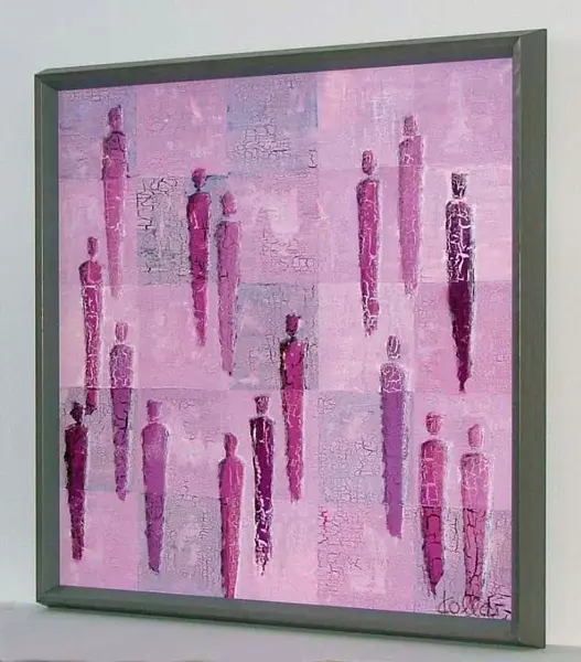 Obraz Abstrakcyjne postacie, pastelowy fiolet 70x70 cm