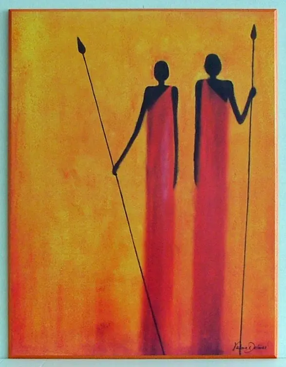 Obraz Afrykanie z włóczniami 61x81 cm