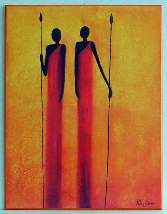 Obraz Afrykanie z włóczniami 61x81 cm