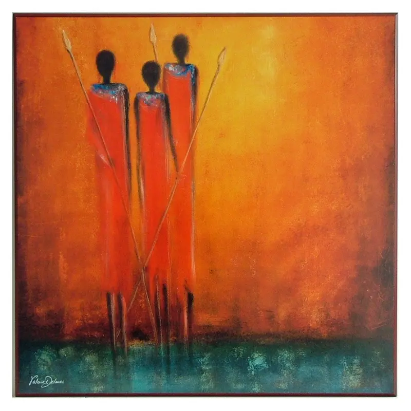 Obraz Afrykanie z włóczniami 71x71 cm