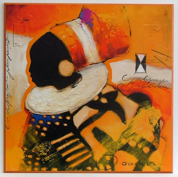 Obraz Afrykanka w kolorowym stroju 71x71 cm