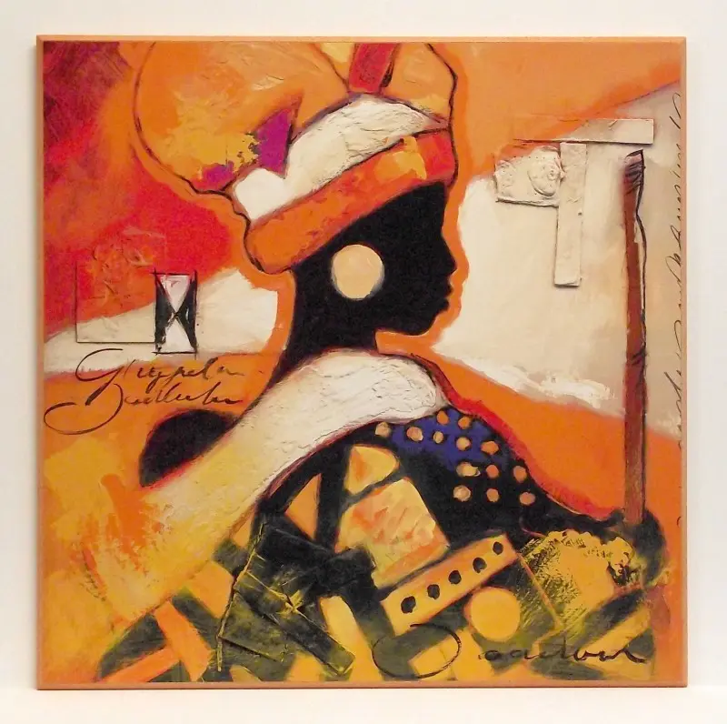 Obraz Afrykanka w kolorowym stroju 71x71 cm