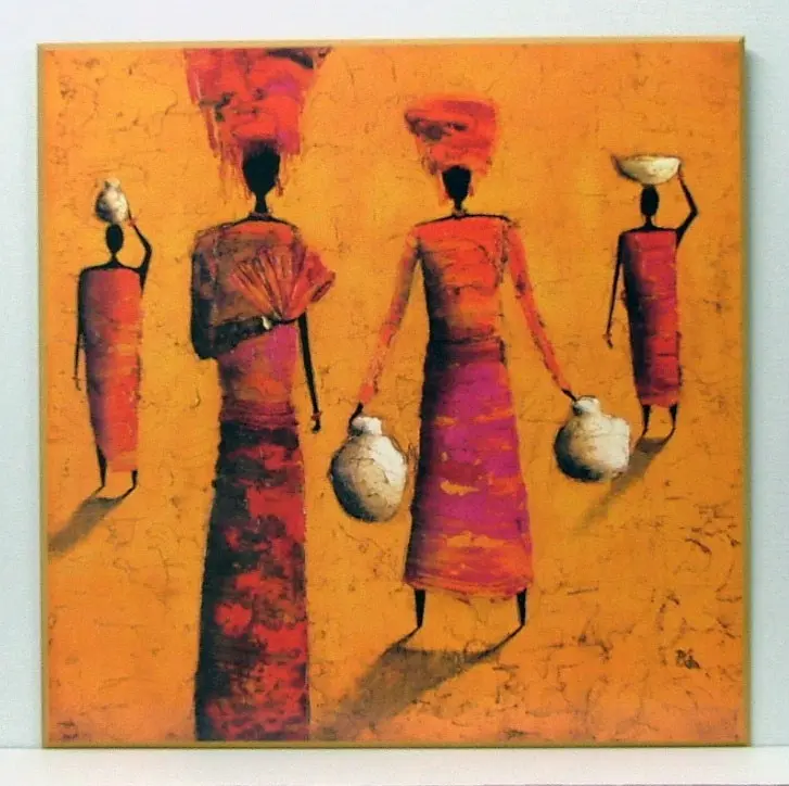 Obraz Afrykanki z naczyniami, kobiety z dzbanami 70x70 cm