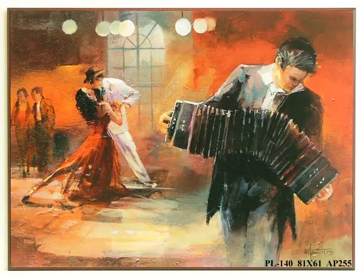 Obraz Akordeon i tańcząca para 81x61 cm
