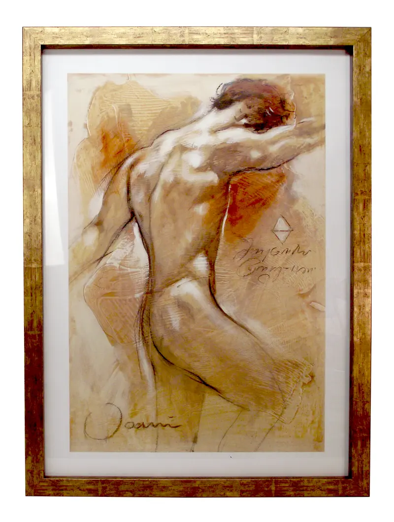 Obraz Akt męski w ramie drewnianej 68x96 cm