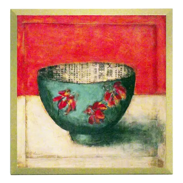 Obraz Azjatycka ceramika, niebieska miseczka 19x19 cm