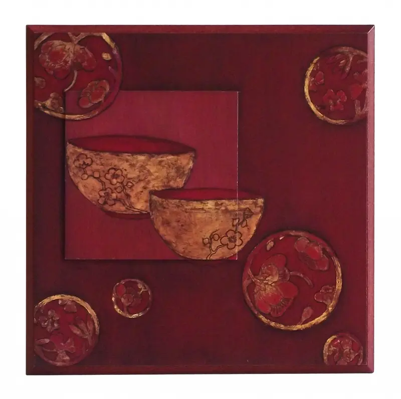 Obraz Azjatyckie elementy, miseczki na płycie 31x31 cm