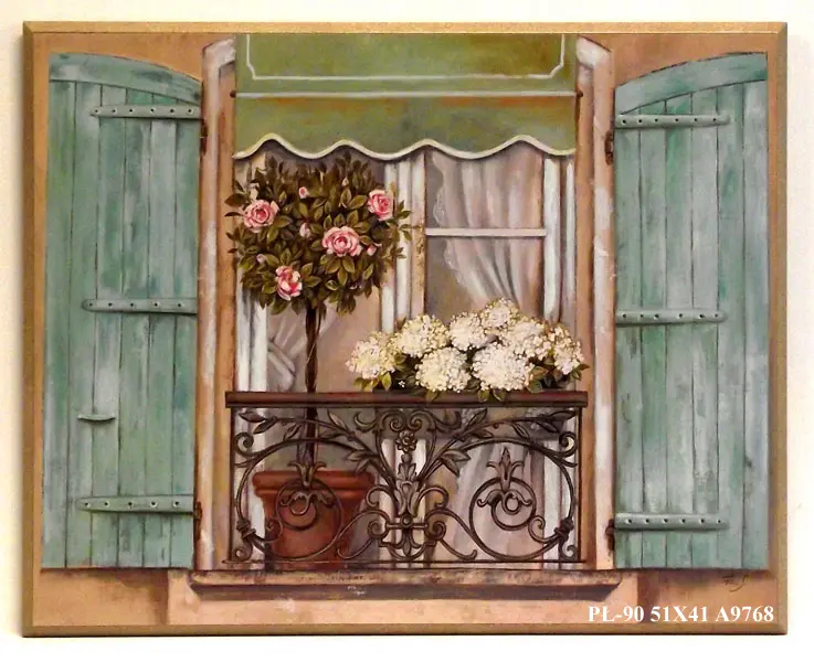 Obraz Balkon ozdobiony roślinami 51x41 cm
