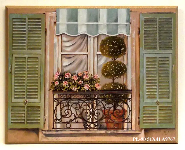 Obraz Balkon ozdobiony roślinami 51x41 cm