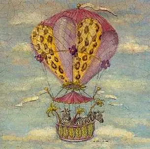 Obraz Balon z zebrami 19x19 cm