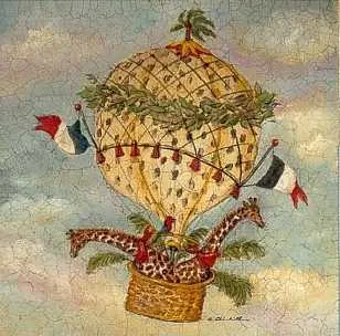Obraz Balon z żyrafami 19x19 cm