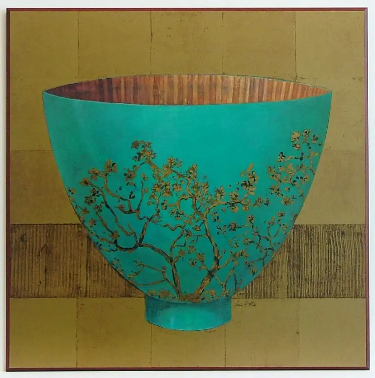 Obraz Bambusowa turkusowa miska na płycie 71x71 cm