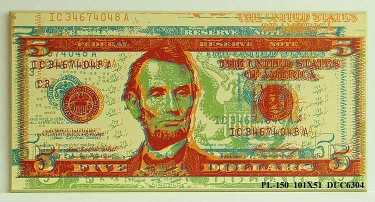 Obraz Banknot, pięć dolarów 101x51 cm