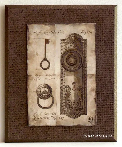Obraz Barokowa klamka do drzwi z kluczem 25x31 cm